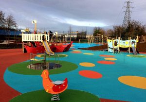 Colourful childrens outdoor play area