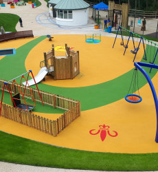 Aerial view of childrens play park