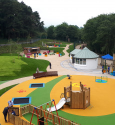 Aerial view of childrens play park