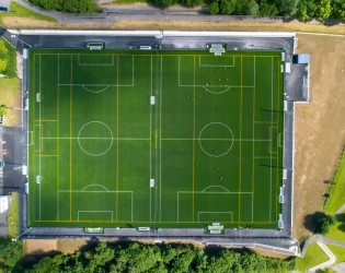 Birdseye view of large football pitches