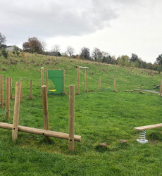 Climbing frames in a park